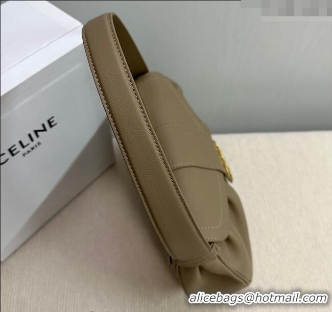 Good Taste Celine Medium Polly Hobo Bag in Supple Calfskin 115633 Sepia Brown 2024