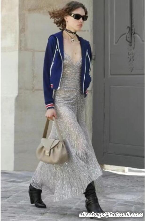 Good Taste Celine Medium Polly Hobo Bag in Supple Calfskin 115633 Sepia Brown 2024