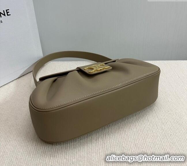 Good Taste Celine Medium Polly Hobo Bag in Supple Calfskin 115633 Sepia Brown 2024