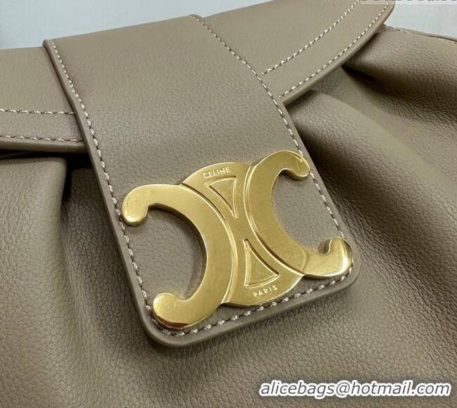 Good Taste Celine Medium Polly Hobo Bag in Supple Calfskin 115633 Sepia Brown 2024