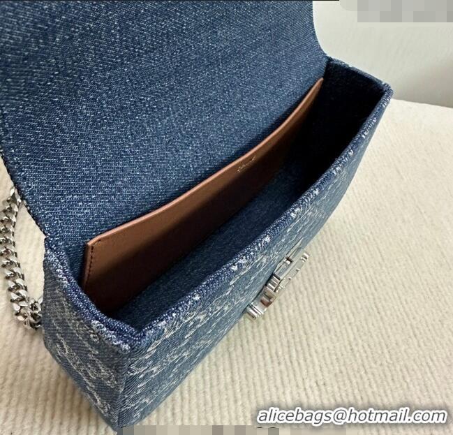 Top Design Celine Chain Shoulder Bag Claude in Denim with Triomphe All-Over C115202 2024