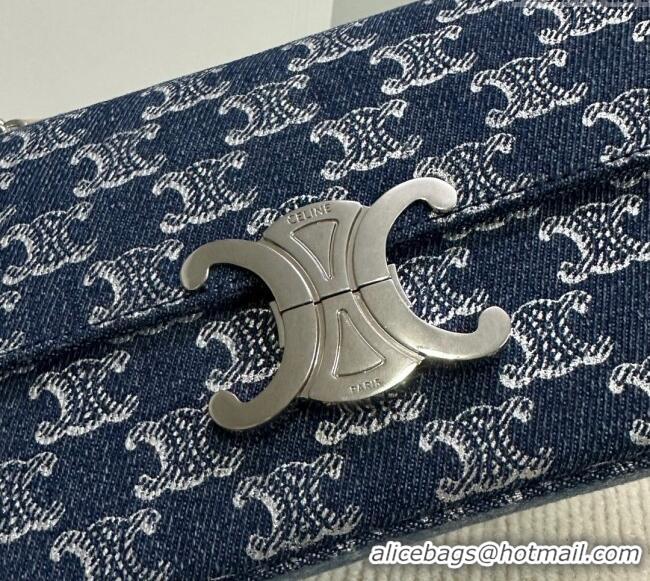 Top Design Celine Chain Shoulder Bag Claude in Denim with Triomphe All-Over C115202 2024