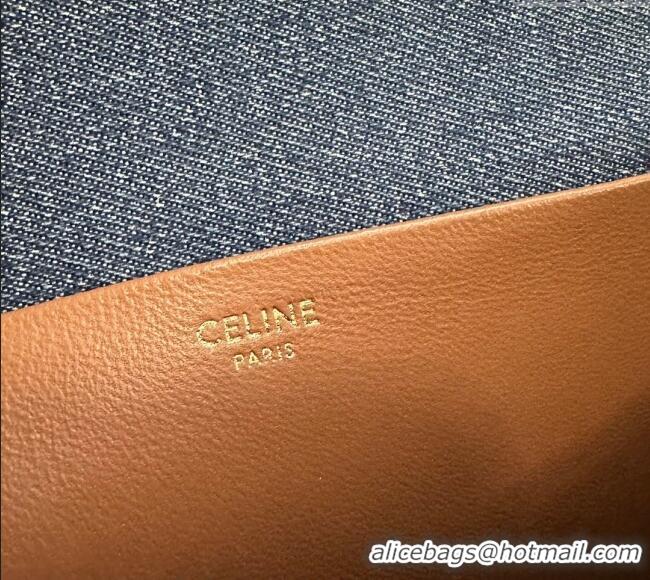 Top Design Celine Chain Shoulder Bag Claude in Denim with Triomphe All-Over C115202 2024