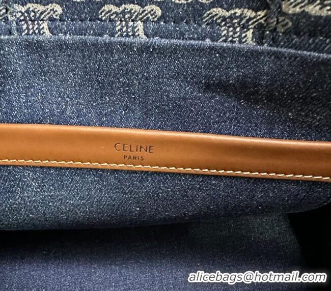 Classic Specials Celine Small Cabas Thais Tote Bag in Denim with Triomphe All-over 199162 2024