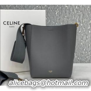 Buy Cheap Celine Seau Sangle Small Bucket Bag in Supple Grained Calfskin 2088 Grey 2024
