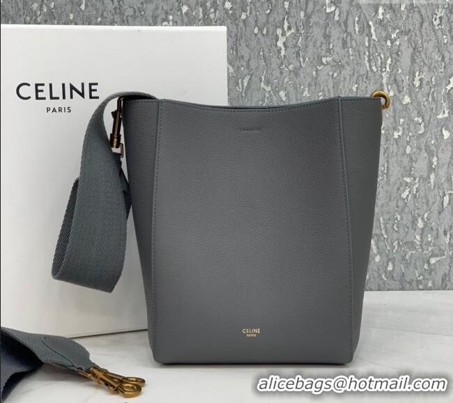 Buy Cheap Celine Seau Sangle Small Bucket Bag in Supple Grained Calfskin 2088 Grey 2024