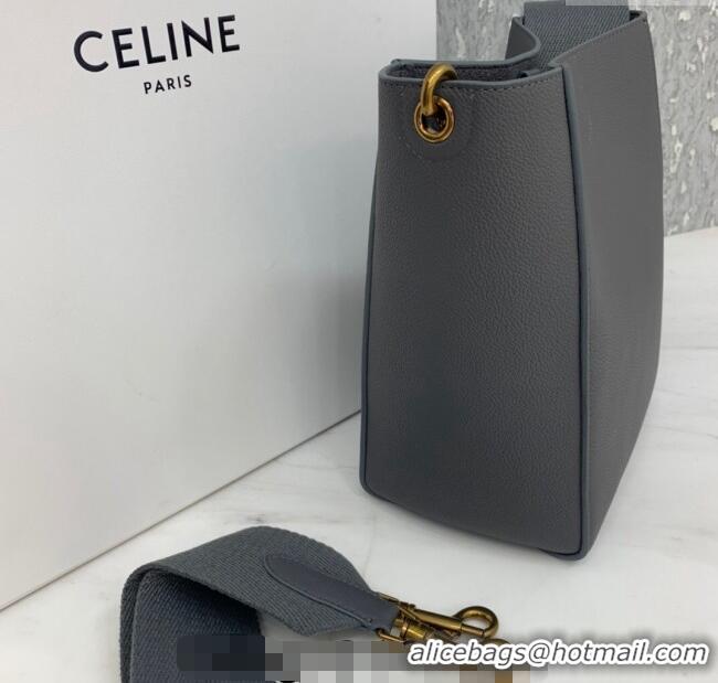Buy Cheap Celine Seau Sangle Small Bucket Bag in Supple Grained Calfskin 2088 Grey 2024