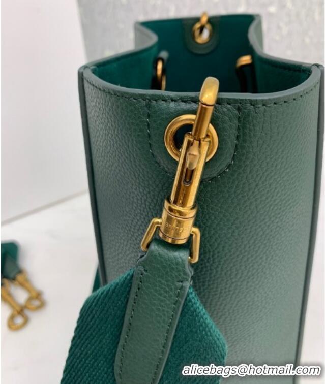 Buy Fashionable Celine Seau Sangle Small Bucket Bag in Supple Grained Calfskin 2088 Green 2024