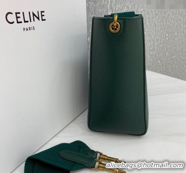 Buy Fashionable Celine Seau Sangle Small Bucket Bag in Supple Grained Calfskin 2088 Green 2024