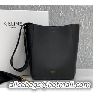 Best Price Celine Seau Sangle Small Bucket Bag in Supple Grained Calfskin 2088 Black 2024
