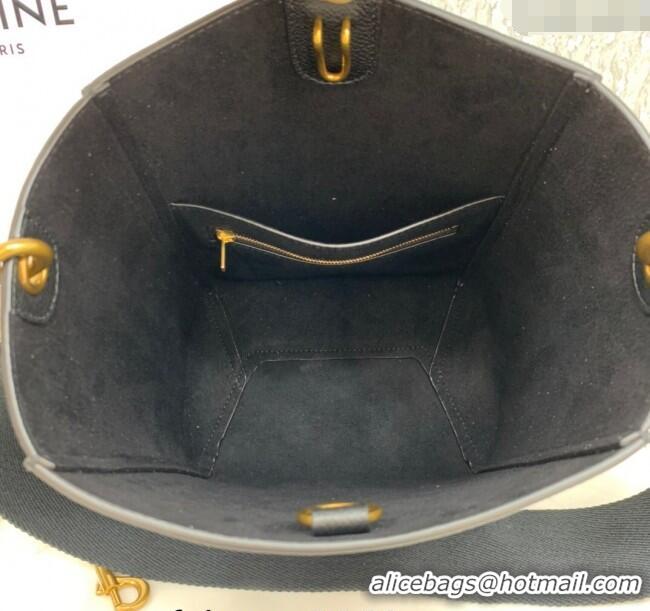Best Price Celine Seau Sangle Small Bucket Bag in Supple Grained Calfskin 2088 Black 2024
