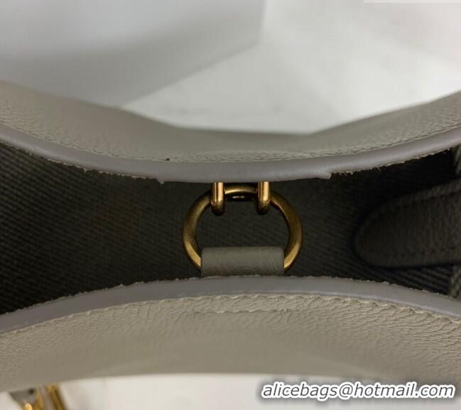 Modern Classic Celine Seau Sangle Small Bucket Bag in Supple Grained Calfskin 2088 Sage Grey 2024