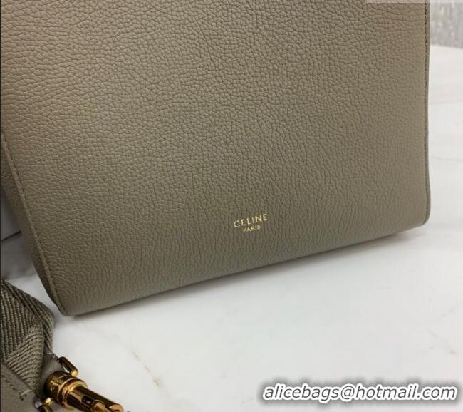 Modern Classic Celine Seau Sangle Small Bucket Bag in Supple Grained Calfskin 2088 Sage Grey 2024