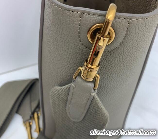 Modern Classic Celine Seau Sangle Small Bucket Bag in Supple Grained Calfskin 2088 Sage Grey 2024