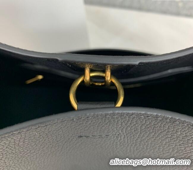 Luxury Discount Celine Seau Sangle Medium Bucket Bag in Supple Grained Calfskin 180543 Black 2024