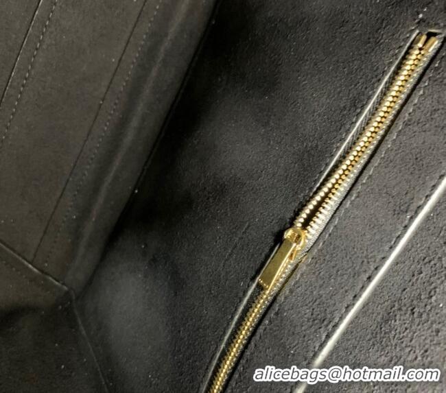 Luxury Discount Celine Seau Sangle Medium Bucket Bag in Supple Grained Calfskin 180543 Black 2024