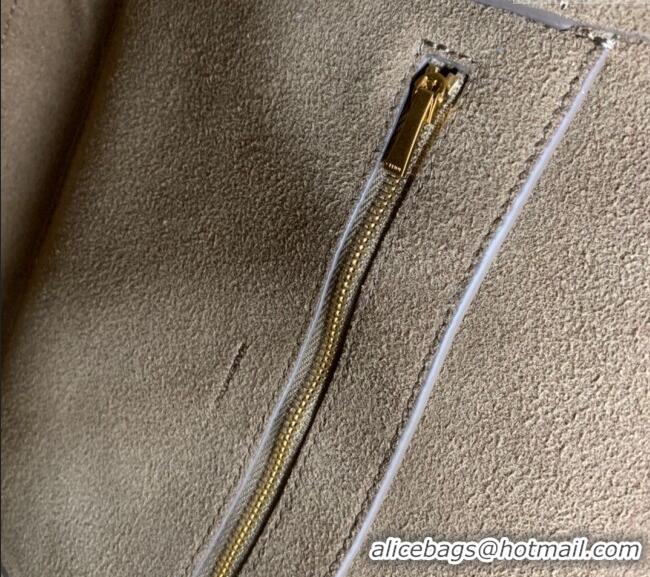 New Cheap Celine Seau Sangle Medium Bucket Bag in Supple Grained Calfskin 180543 Sage Grey 2024