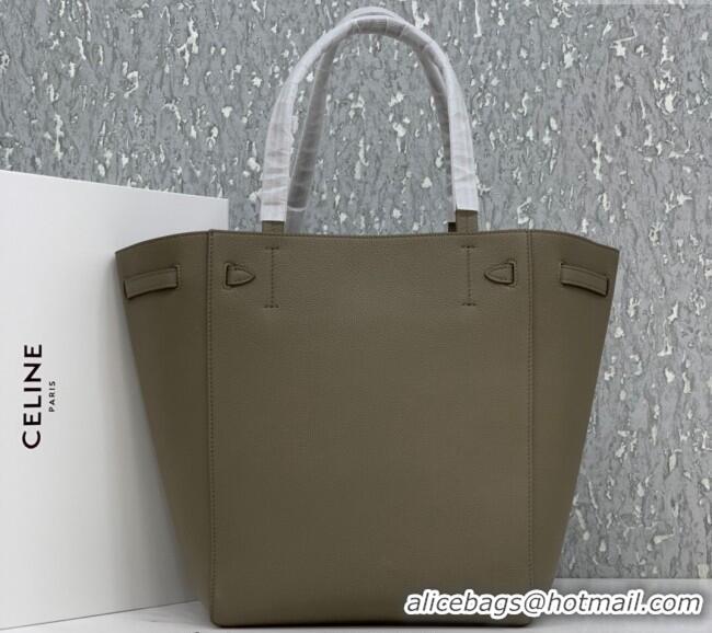 Top Grade Celine Cabas Phantom Small Tote Bag in Supple Grained Calfskin 180544 Sage Grey 2024