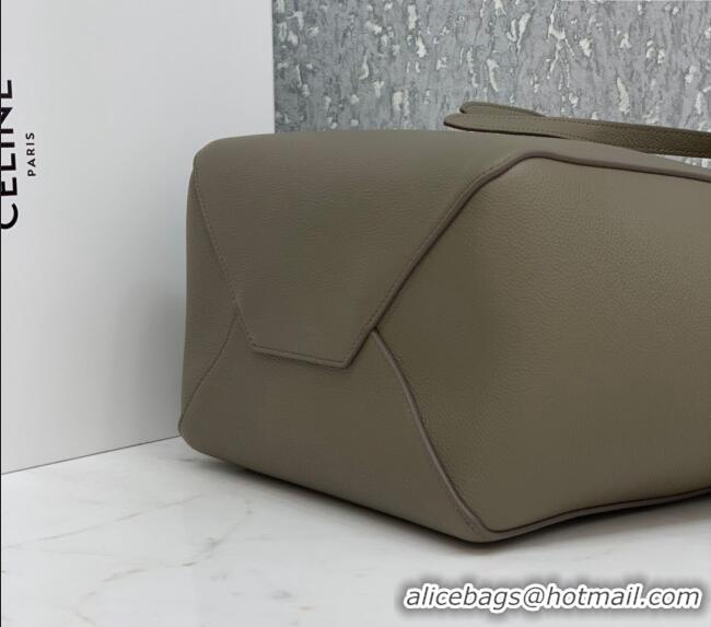Top Grade Celine Cabas Phantom Small Tote Bag in Supple Grained Calfskin 180544 Sage Grey 2024