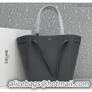 Best Price Celine Cabas Phantom Small Tote Bag in Supple Grained Calfskin 180544 Dark Grey 2024
