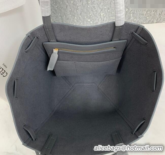 Best Price Celine Cabas Phantom Small Tote Bag in Supple Grained Calfskin 180544 Dark Grey 2024