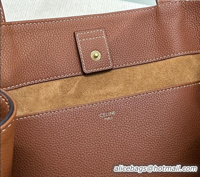 Grade Quality Celine Medium Cabas Anais Tote Bag Cuir Triomphe in Grained Calfskin 116853 Brown 2024