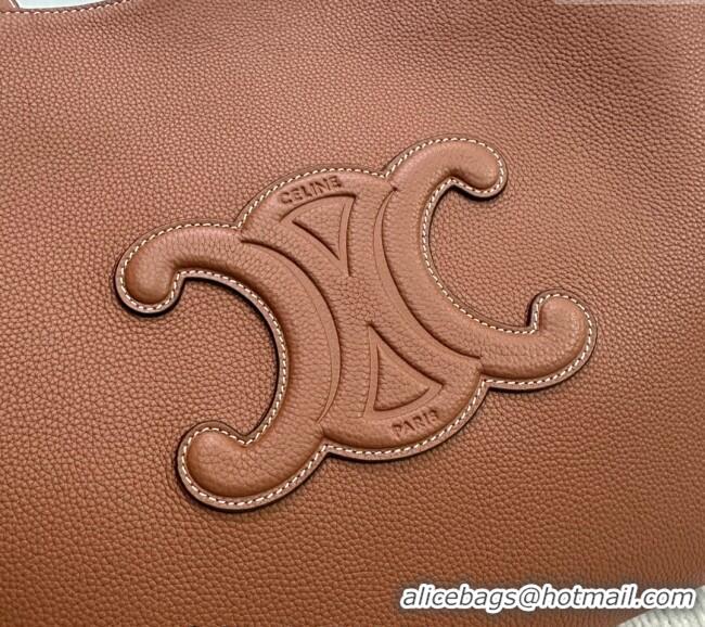 Grade Quality Celine Medium Cabas Anais Tote Bag Cuir Triomphe in Grained Calfskin 116853 Brown 2024