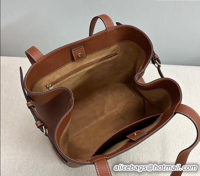 Grade Quality Celine Medium Cabas Anais Tote Bag Cuir Triomphe in Grained Calfskin 116853 Brown 2024
