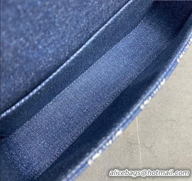 Original Cheap Celine Chain Shoulder Bag Claude in Denim with Triomphe All-Over 197992 Blue/Gold 2024 Top