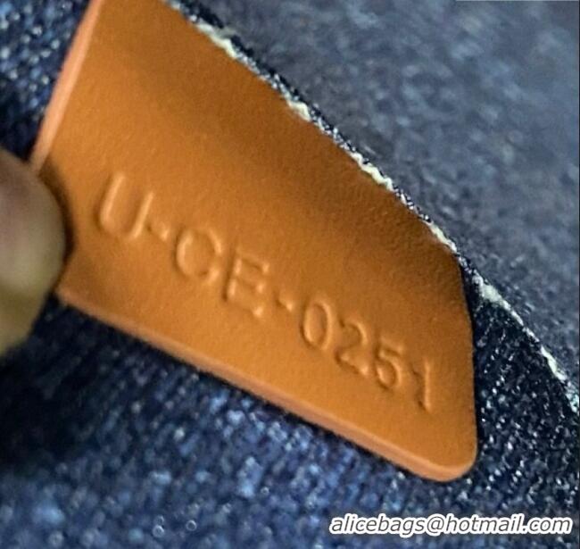 Original Cheap Celine Chain Shoulder Bag Claude in Denim with Triomphe All-Over 197992 Blue/Gold 2024 Top