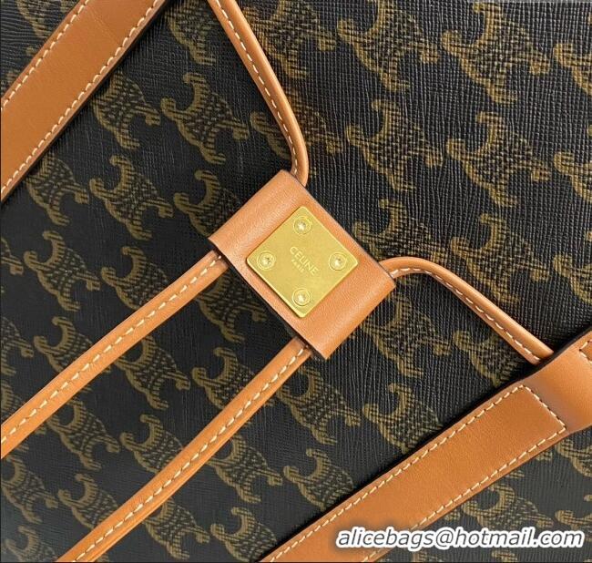 Best Price Celine Cabas Drawstring Bag in Triomphe Canvas and Calfskin 113722 Tan 2024 Top