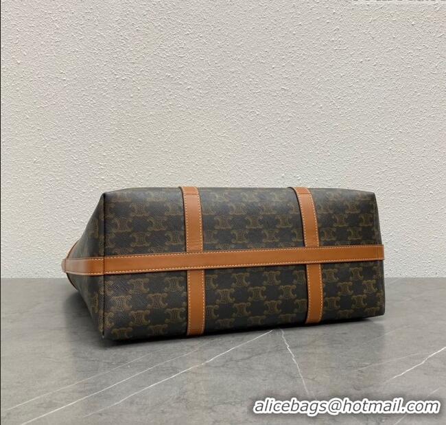 Best Price Celine Cabas Drawstring Bag in Triomphe Canvas and Calfskin 113722 Tan 2024 Top