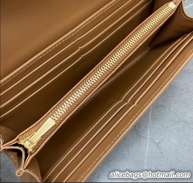 Grade Quality Celine Triomphe Large Wallet in Shiny Calfskin 100312 Brown 2024 Top