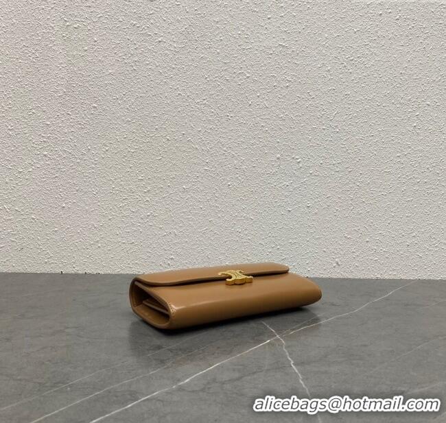 Grade Quality Celine Triomphe Large Wallet in Shiny Calfskin 100312 Brown 2024 Top