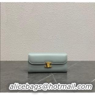 Buy New Cheap Celine Triomphe Large Wallet in Shiny Calfskin 100312 Blue 2024 Top