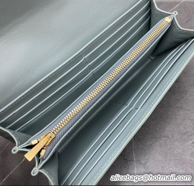 Buy New Cheap Celine Triomphe Large Wallet in Shiny Calfskin 100312 Blue 2024 Top