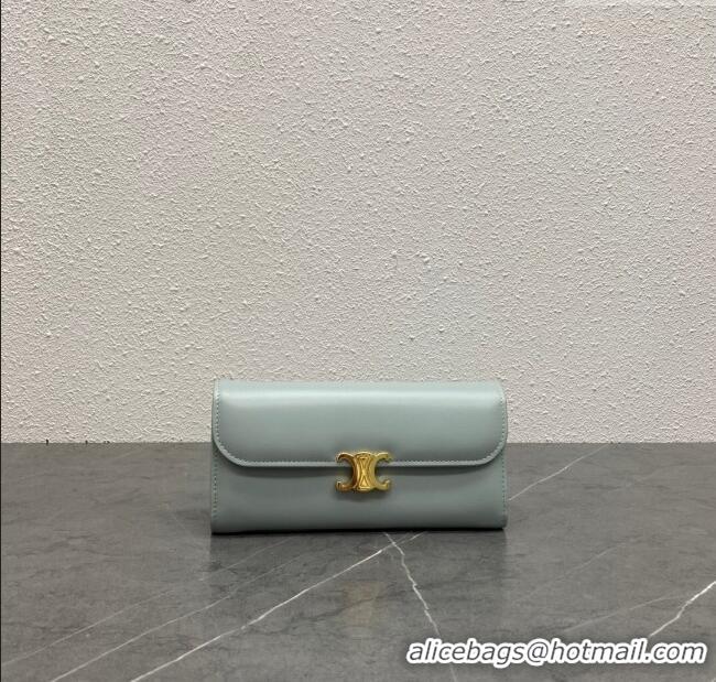 Buy New Cheap Celine Triomphe Large Wallet in Shiny Calfskin 100312 Blue 2024 Top
