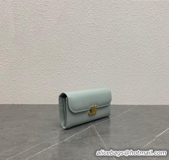 Buy New Cheap Celine Triomphe Large Wallet in Shiny Calfskin 100312 Blue 2024 Top