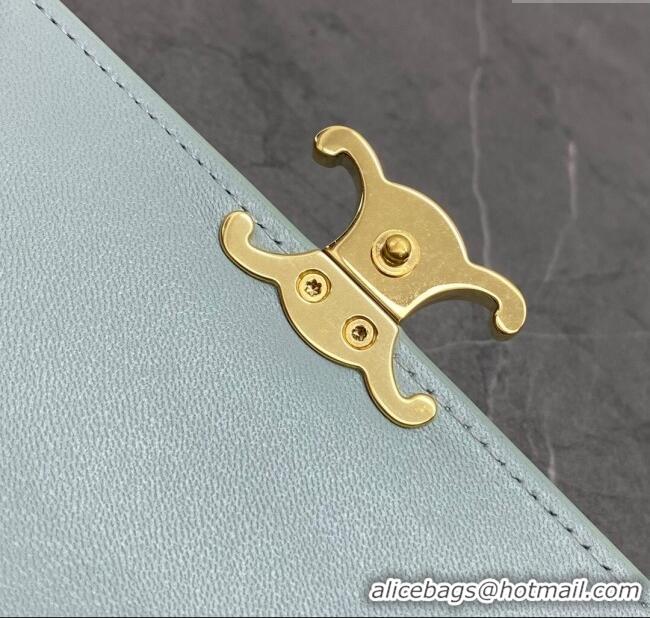 Buy New Cheap Celine Triomphe Large Wallet in Shiny Calfskin 100312 Blue 2024 Top