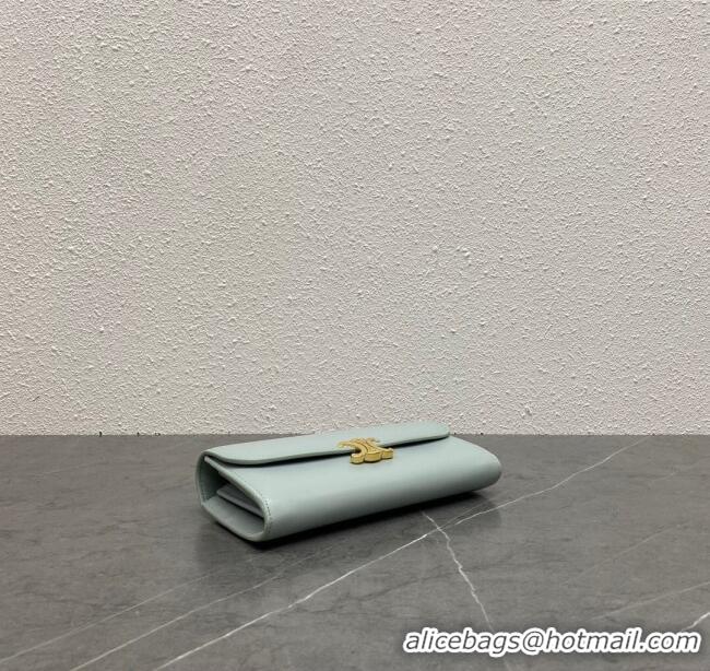 Buy New Cheap Celine Triomphe Large Wallet in Shiny Calfskin 100312 Blue 2024 Top