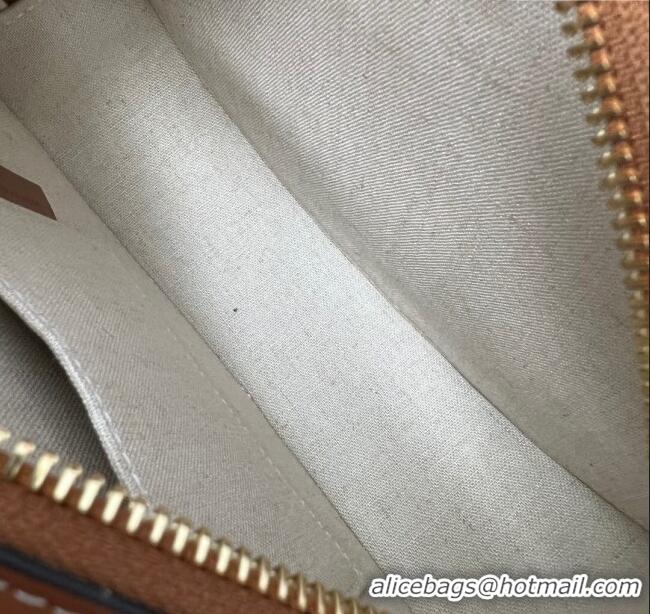 Fashion Discount Celine TRIOMPHE Oval Bag in Canvas and Calfskin 198604 Brown 2024 Top