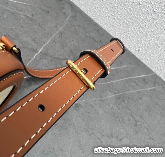 Fashion Discount Celine TRIOMPHE Oval Bag in Canvas and Calfskin 198604 Brown 2024 Top