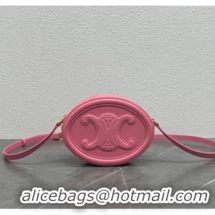 Discount Celine TRIOMPHE Oval Bag in Smooth Calfskin 198604 Pink 2024 Top