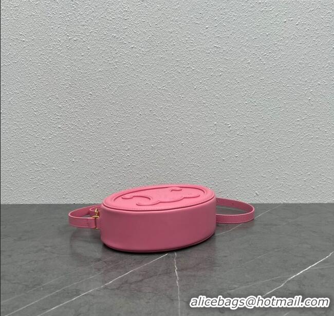 Discount Celine TRIOMPHE Oval Bag in Smooth Calfskin 198604 Pink 2024 Top