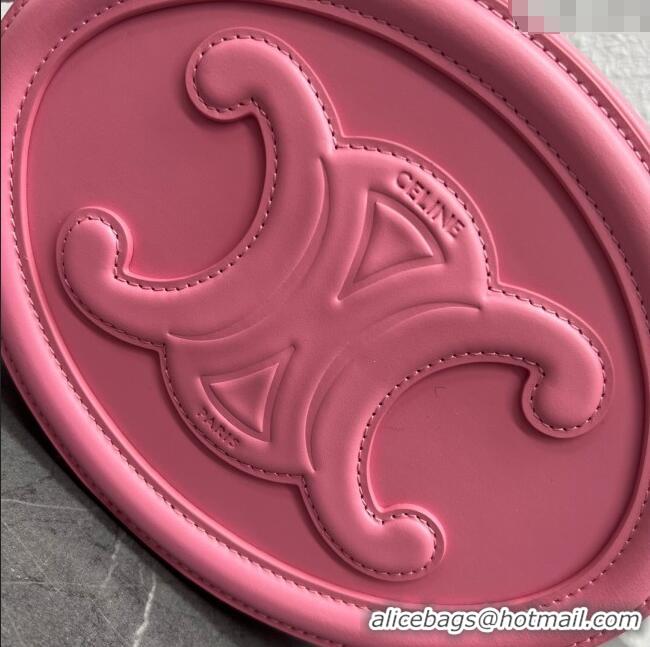 Discount Celine TRIOMPHE Oval Bag in Smooth Calfskin 198604 Pink 2024 Top