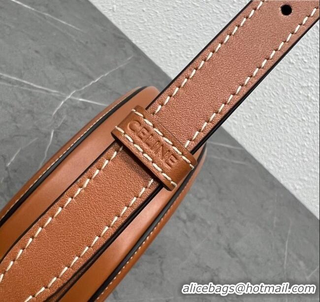 Shop Grade Celine TRIOMPHE Oval Bag in Smooth Calfskin 198604 Brown 2024 Top