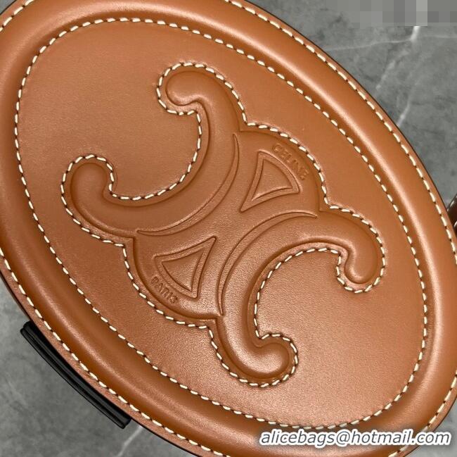 Well Crafted Celine TRIOMPHE Oval Top Handle Bag in Smooth Calfskin 198613 Brown 2024 Top