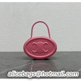 Best Price Celine TRIOMPHE Oval Top Handle Bag in Smooth Calfskin 198613 Pink 2024 Top