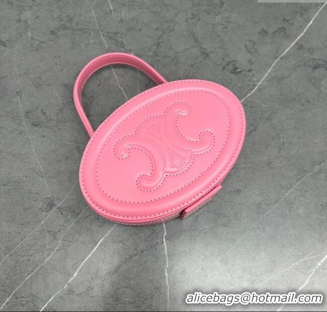 Best Price Celine TRIOMPHE Oval Top Handle Bag in Smooth Calfskin 198613 Pink 2024 Top