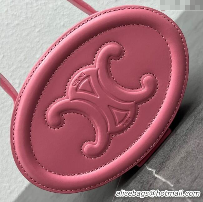 Best Price Celine TRIOMPHE Oval Top Handle Bag in Smooth Calfskin 198613 Pink 2024 Top